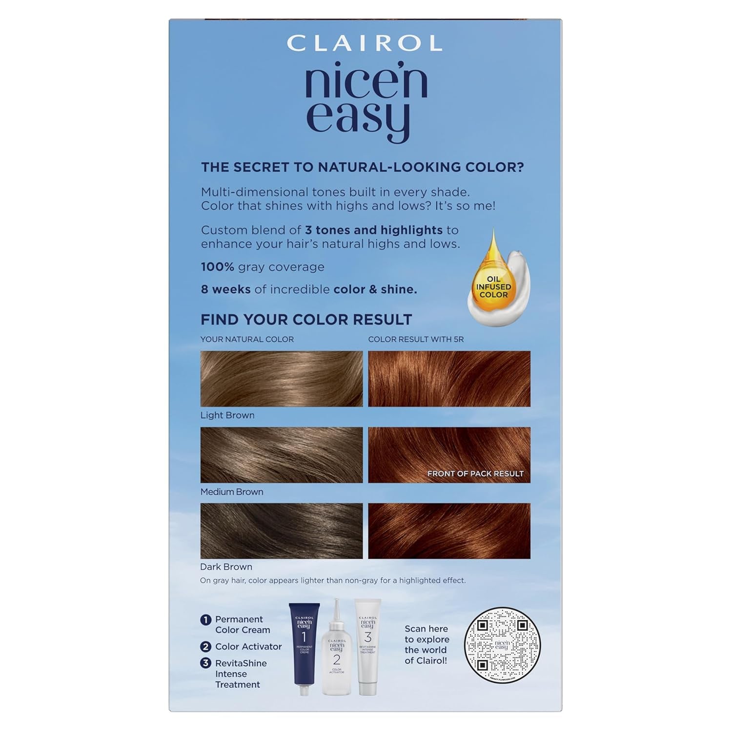 Nice'N Easy Permanent Hair Dye, 5R Medium Auburn Hair Color, Pack of 1
