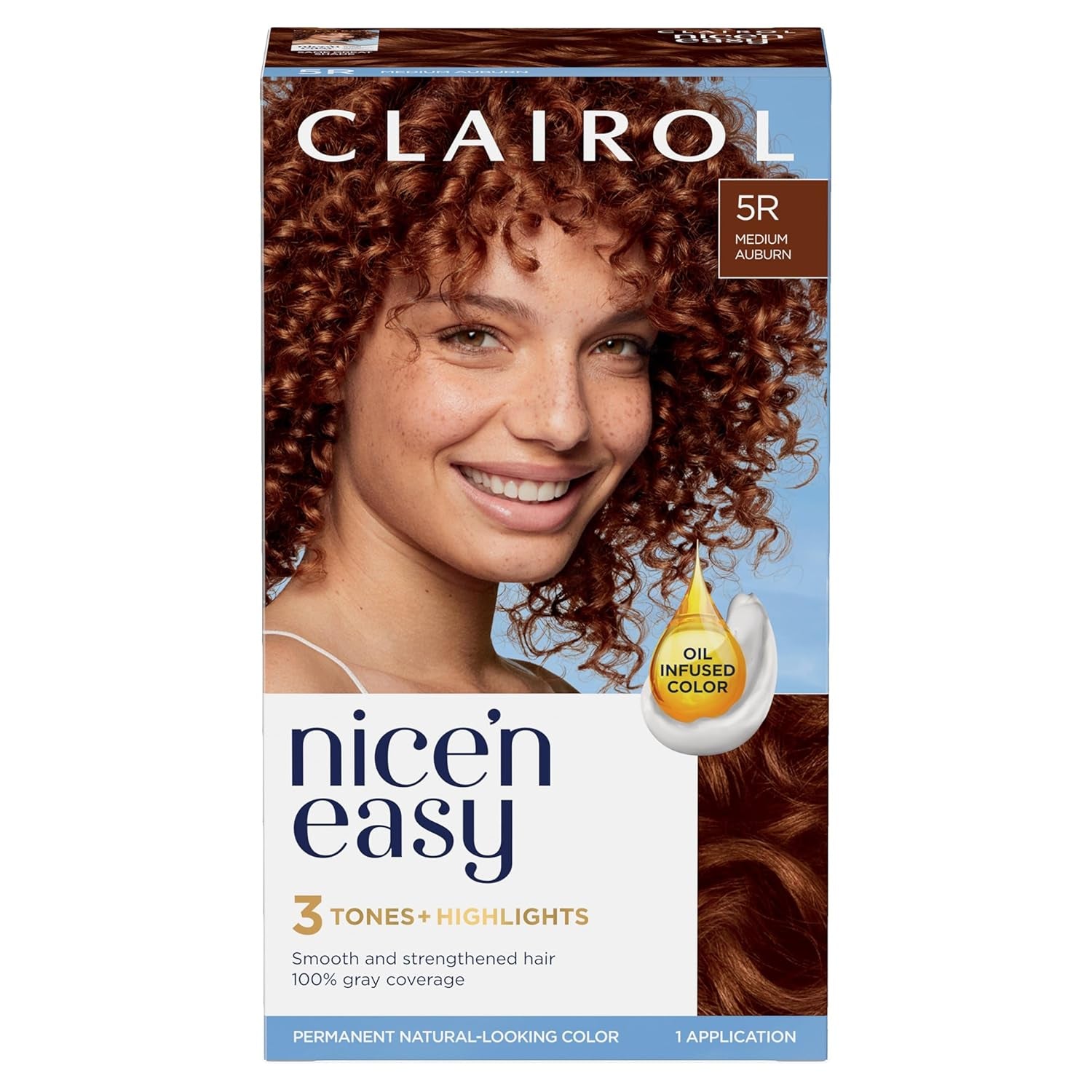 Nice'N Easy Permanent Hair Dye, 5R Medium Auburn Hair Color, Pack of 1
