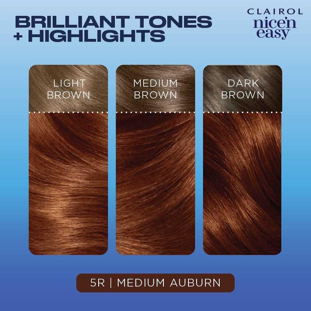 Nice'N Easy Permanent Hair Dye, 5R Medium Auburn Hair Color, Pack of 1