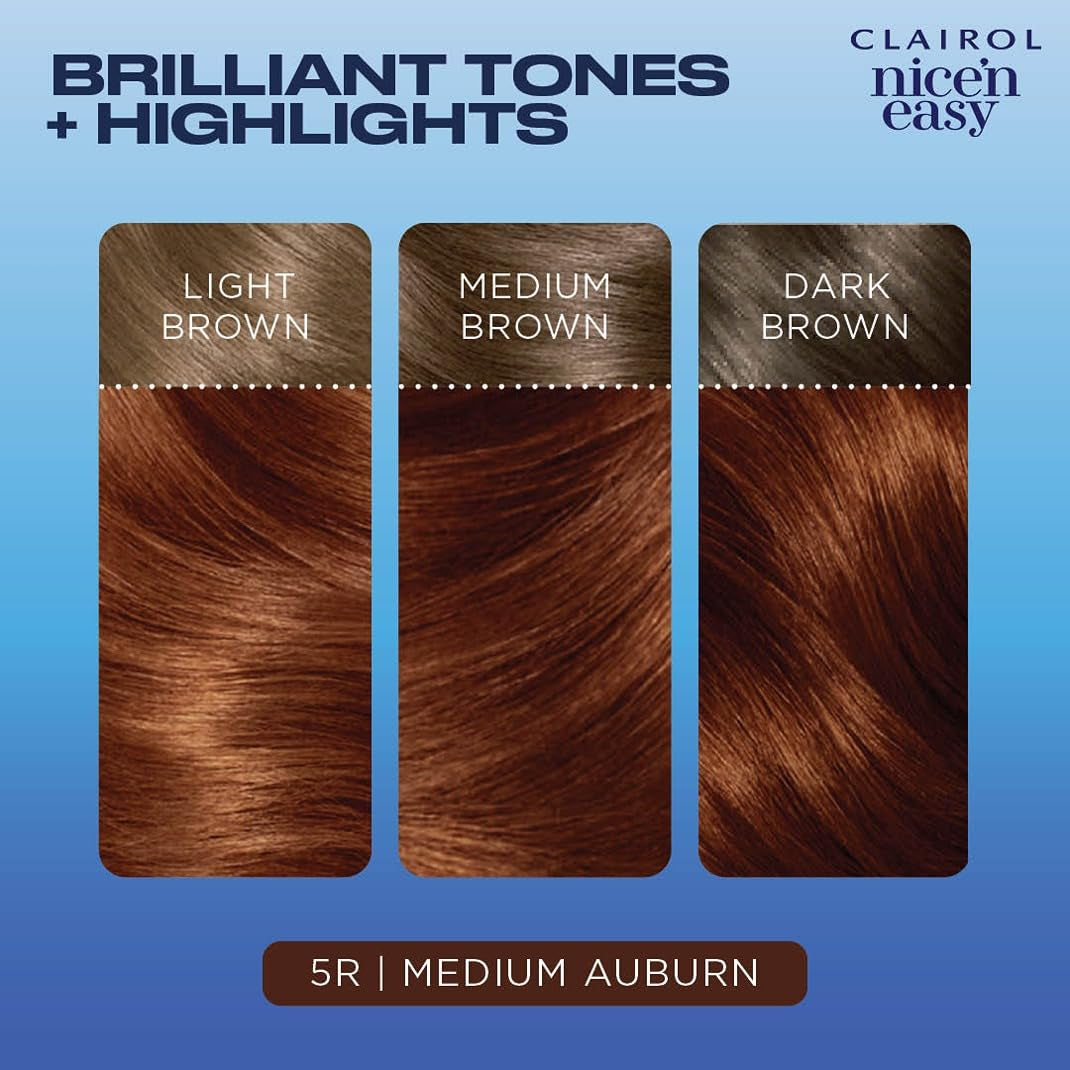 Nice'N Easy Permanent Hair Dye, 5R Medium Auburn Hair Color, Pack of 1